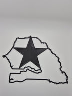 Sénégal en relief 3D avec étoile